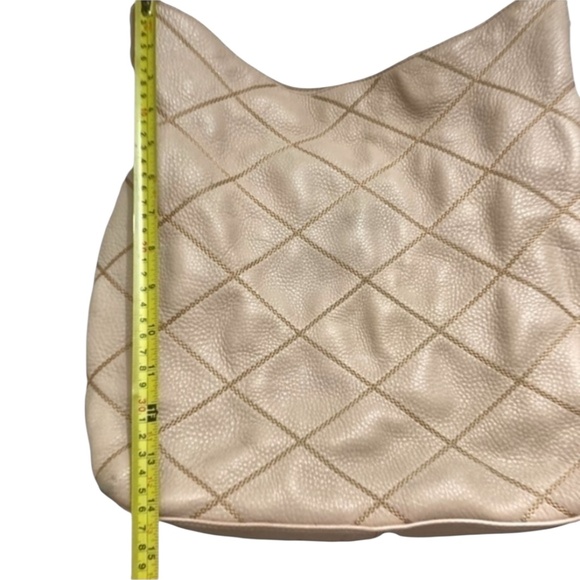 Tory Burch Womens Port Frida Blush Pink Diamond Stitched Pebbled Hobo Tote $548 - Picture 11 of 12